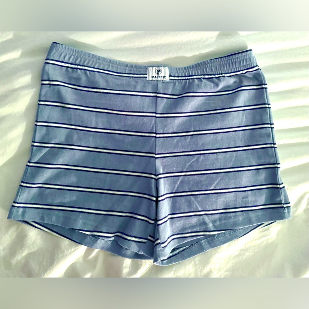 Parke Maggie & Emma Cotton Mini Short Light Blue Striped - Picture 4 of 6